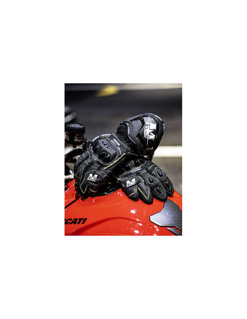 gants moto piste noir en cuir ; gants racing ; pour la piste ; pour la route