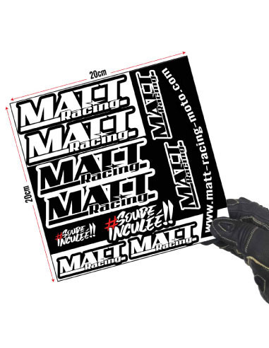 matt racing adhesive plate, 20cm by 20cm with inculéé soda and visor stickers