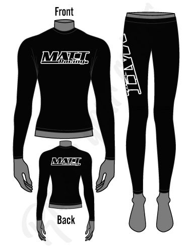 Matt racing undersuit 100% polyester, black, sober, standard size