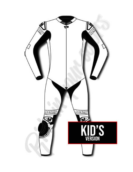 Child motorcycle suit, leather, customizable, Validated FFM FIM