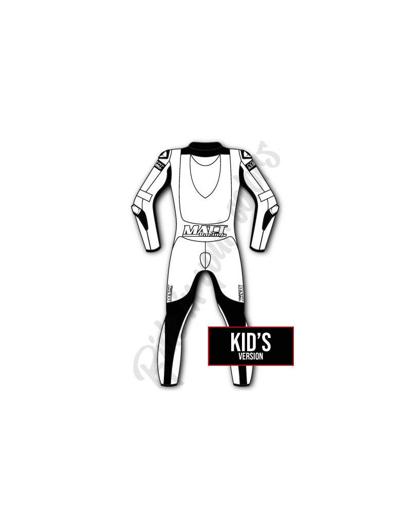 Child motorcycle suit, leather, customizable, Validated FFM FIM