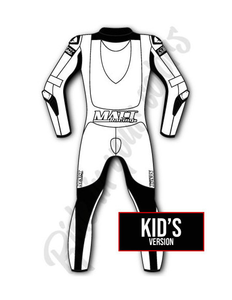 Child motorcycle suit, leather, customizable, Validated FFM FIM