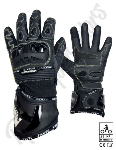 gants moto sport noir en cuir ; gants moto ; pour route ; finition kevlar