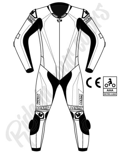 Motorcycle suit in cowhide or kangaroo leather, customizable, airbag and integrated airbag compatible. FFM FIM approved