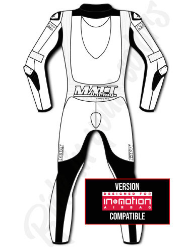 Motorcycle suit in cowhide or kangaroo leather, customizable, airbag and integrated airbag compatible. FFM FIM approved