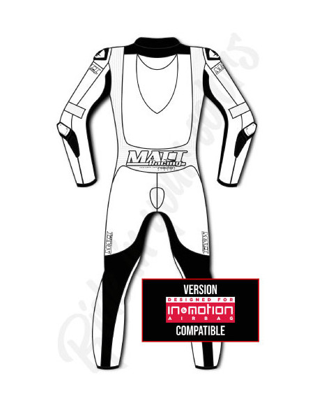 Motorcycle suit in cowhide or kangaroo leather, customizable, airbag and integrated airbag compatible. FFM FIM approved