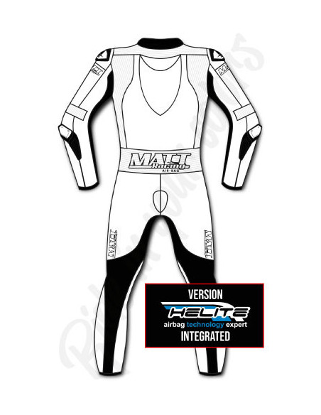 Motorcycle suit in cowhide or kangaroo leather, customizable, airbag and integrated airbag compatible. FFM FIM approved