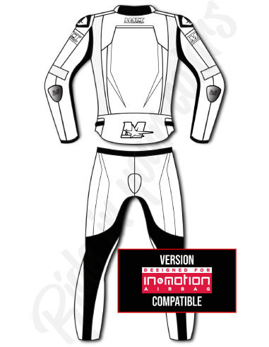 Combinaison moto 2 pièces en cuir de vache ou en cuir de kangourou, personnalisable, compatible airbag in&motion