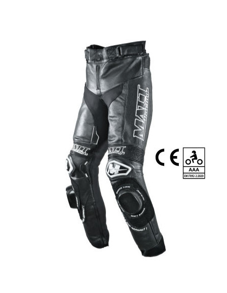 Leather motorcycle pants, black, for road and track, standard size, quality, low price, inexpensive