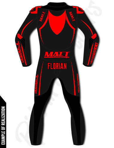 Motorcycle suit in cowhide or kangaroo leather, customizable, airbag and integrated airbag compatible. FFM FIM approved