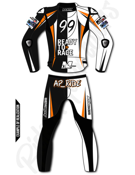 100% customizable ROAD GP motorcycle leather suit, 2 pièces