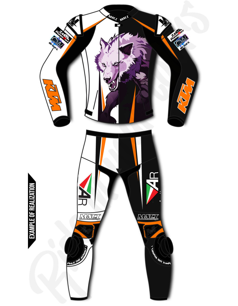 100% customizable ROAD GP motorcycle leather suit, 2 pièces
