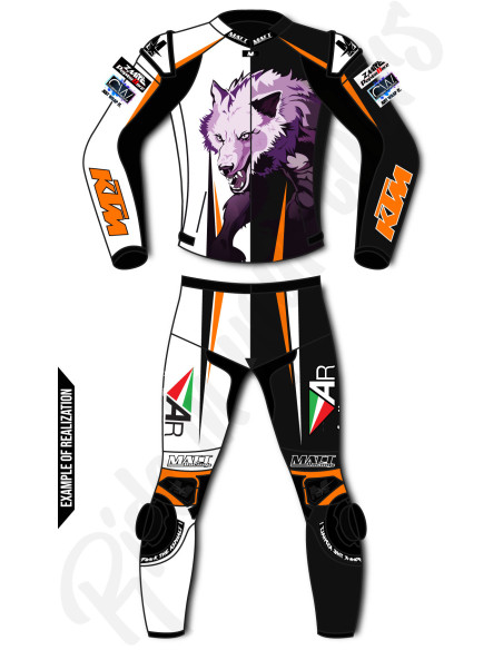 100% customizable ROAD GP motorcycle leather suit, 2 pièces