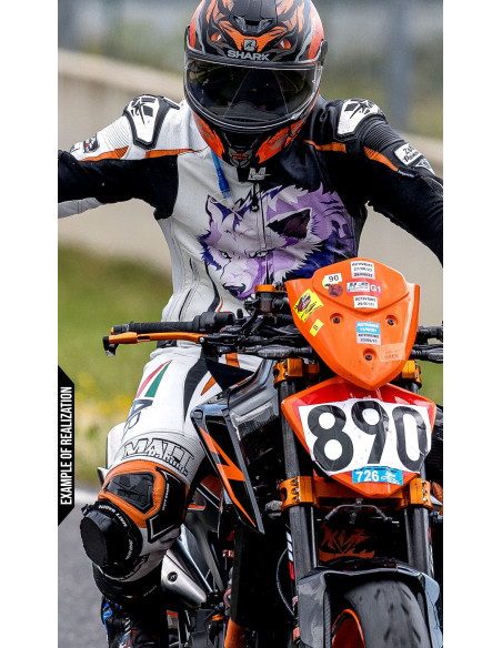 100% customizable ROAD GP motorcycle leather suit, 2 pièces