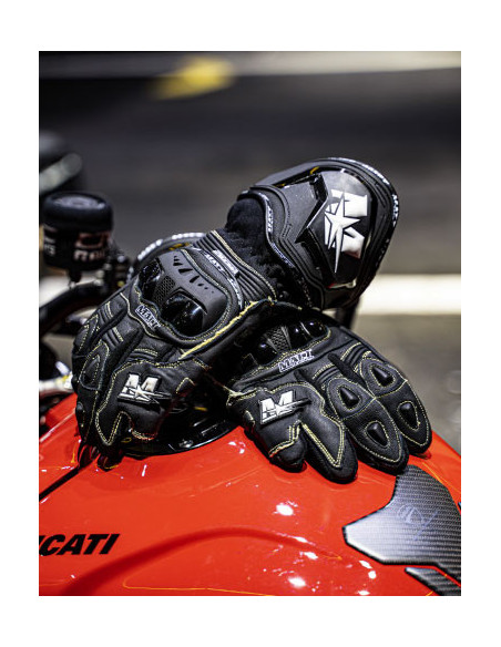 gants moto piste noir en cuir ; gants racing ; pour la piste ; pour la route
