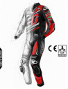 Motorcycle suit in cowhide or kangaroo leather, customizable, airbag and integrated airbag compatible. FFM FIM approved