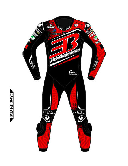 Motorcycle suit in cowhide or kangaroo leather, customizable, airbag and integrated airbag compatible. FFM FIM approved