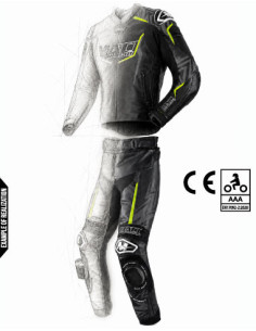 Combinaison moto 2 pièces en cuir de vache ou en cuir de kangourou, personnalisable, compatible airbag in&motion