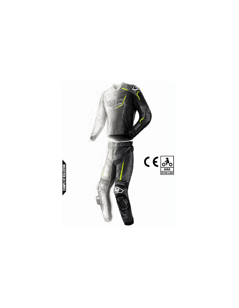 Combinaison moto 2 pièces en cuir de vache ou en cuir de kangourou, personnalisable, compatible airbag in&motion