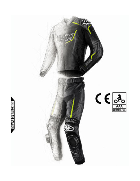 Combinaison moto 2 pièces en cuir de vache ou en cuir de kangourou, personnalisable, compatible airbag in&motion