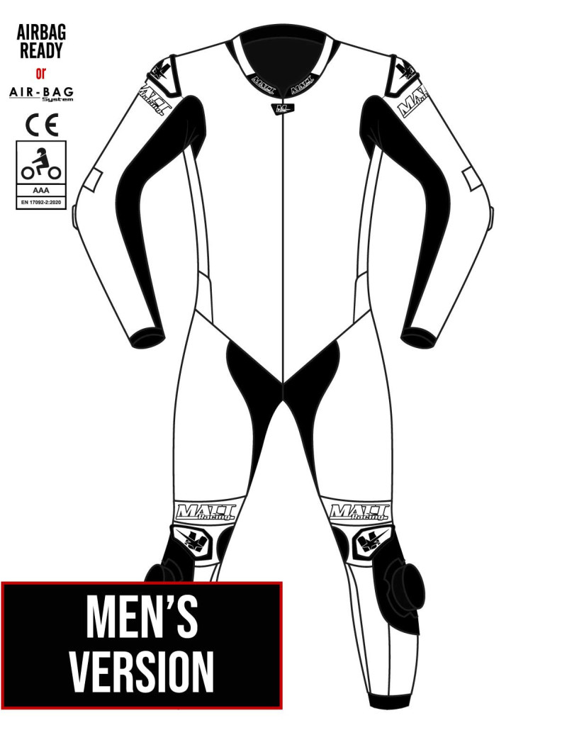 Combinaison moto en cuir de vache ou en cuir de kangourou, personnalisable, compatible airbag et airbag intégré. Validé FFM FIM