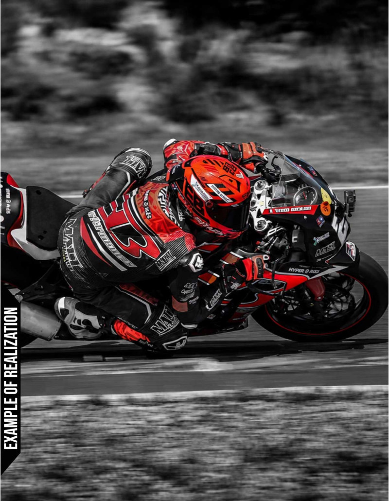 Combinaison moto en cuir de vache ou en cuir de kangourou, personnalisable, compatible airbag et airbag intégré. Validé FFM FIM