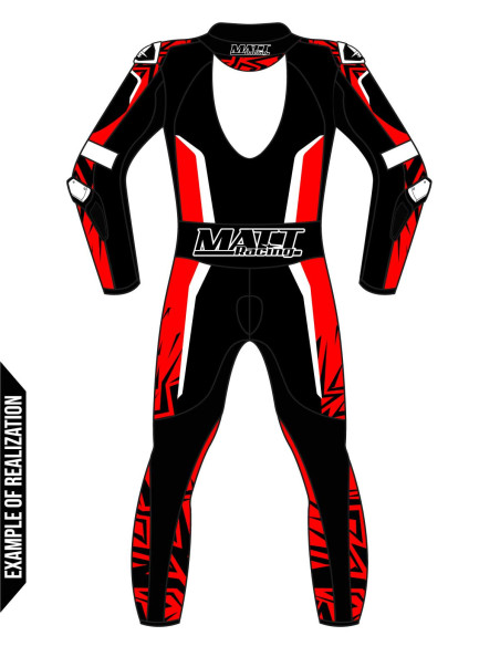 Customizable motorcycle suit made of cowhide or kangaroo leather, airbag-compatible. FIM certified