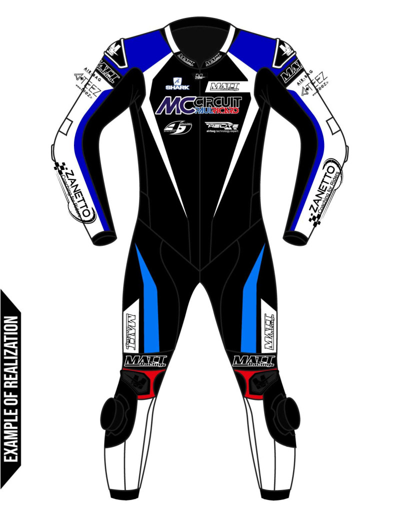 Customizable, made-to-measure leather motorcycle suit, airbag-ready for In&Motion and TechAir, with integrated Helite airbag