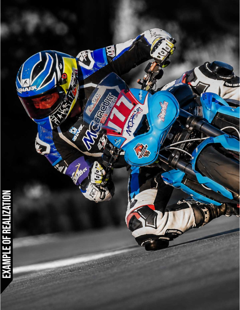 Combinaison de moto en cuir personnalisable et sur mesure, compatible avec les airbags In&Motion et TechAir et Helite intégré