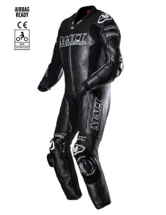Combinaison moto cuir noir pour route et piste, normé CE AAA, compatible airbags in&motion, Alpinestars TechAir, Helite