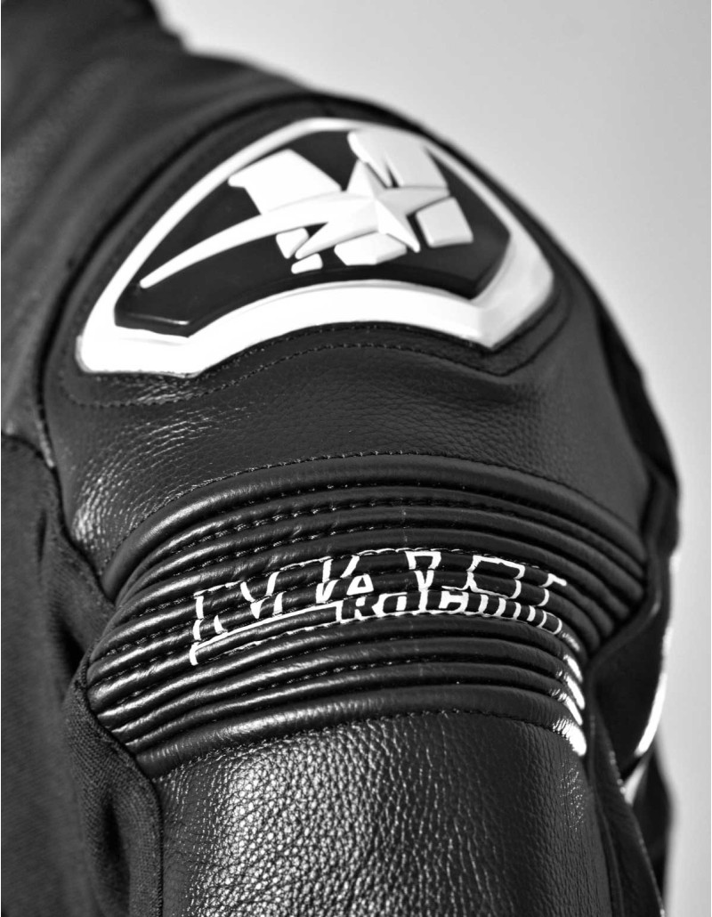 Combinaison de moto en cuir noire en 2 pièces, pour route et piste, certifiée CE AAA, compatible airbags in&motion et TechAir