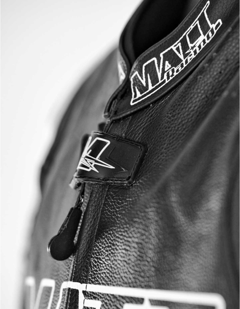 Combinaison de moto en cuir noire en 2 pièces, pour route et piste, certifiée CE AAA, compatible airbags in&motion et TechAir