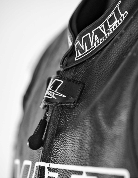 Combinaison de moto en cuir noire en 2 pièces, pour route et piste, certifiée CE AAA, compatible airbags in&motion et TechAir