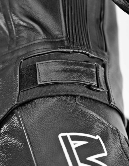 Combinaison de moto en cuir noire en 2 pièces, pour route et piste, certifiée CE AAA, compatible airbags in&motion et TechAir