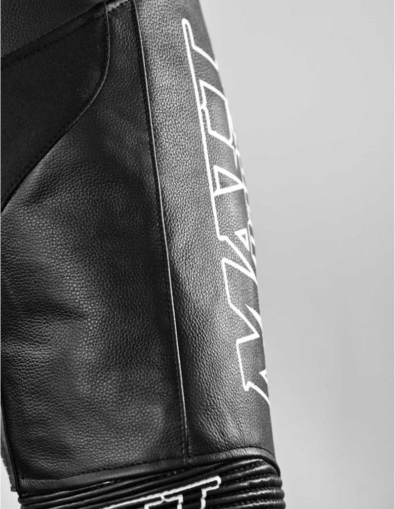 Combinaison de moto en cuir noire en 2 pièces, pour route et piste, certifiée CE AAA, compatible airbags in&motion et TechAir