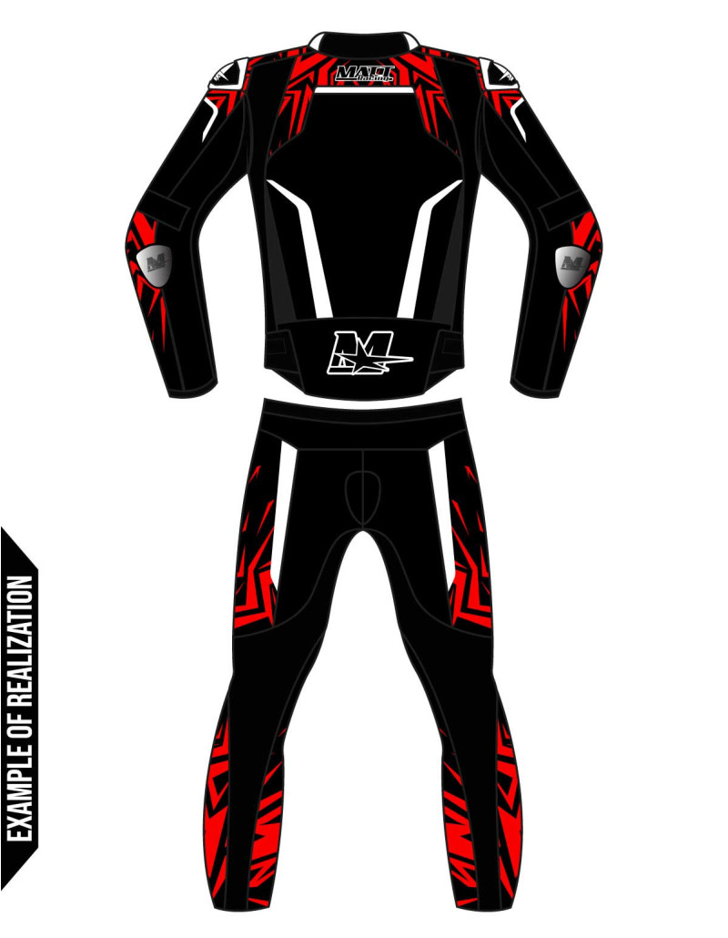 Custom 2-piece motorcycle suit made of cowhide or kangaroo leather, customizable, compatible with the in&motion airbag