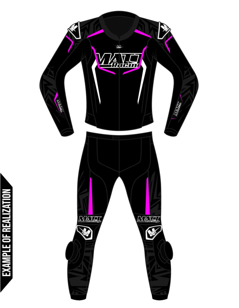 Custom 2-piece motorcycle suit made of cowhide or kangaroo leather, customizable, compatible with the in&motion airbag