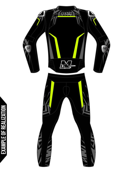 Combinaison moto 2 pièces personnalisé en cuir de vache ou en cuir de kangourou, personnalisable, compatible airbag in&motion