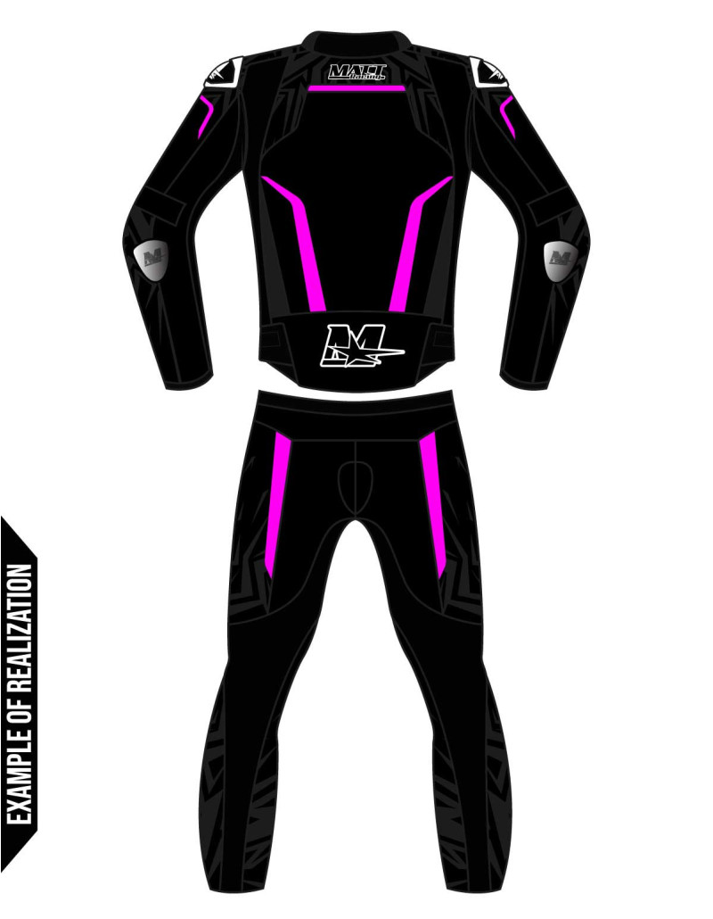 Custom 2-piece motorcycle suit made of cowhide or kangaroo leather, customizable, compatible with the in&motion airbag