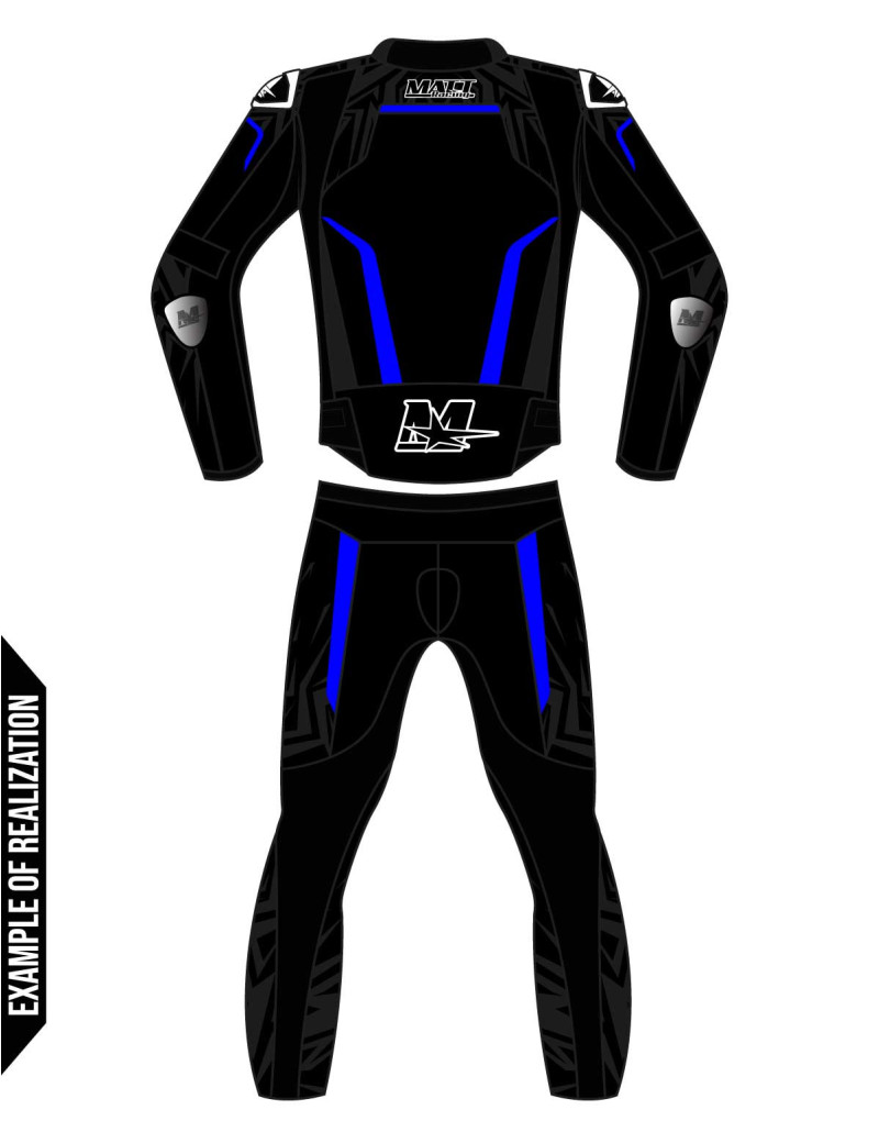 Custom 2-piece motorcycle suit made of cowhide or kangaroo leather, customizable, compatible with the in&motion airbag