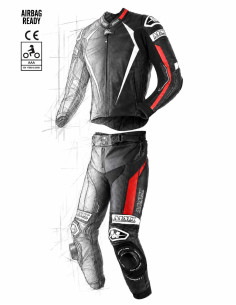 Combinaison moto 2 pièces en cuir de vache ou en cuir de kangourou, personnalisable, compatible airbag in&motion et tech-air