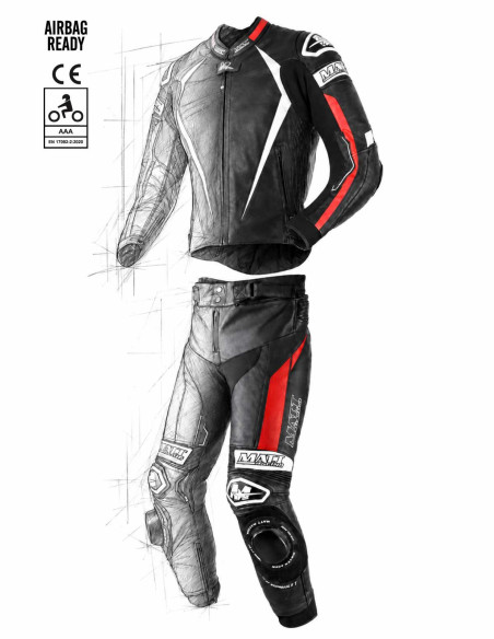 Combinaison moto 2 pièces en cuir de vache ou en cuir de kangourou, personnalisable, compatible airbag in&motion et tech-air