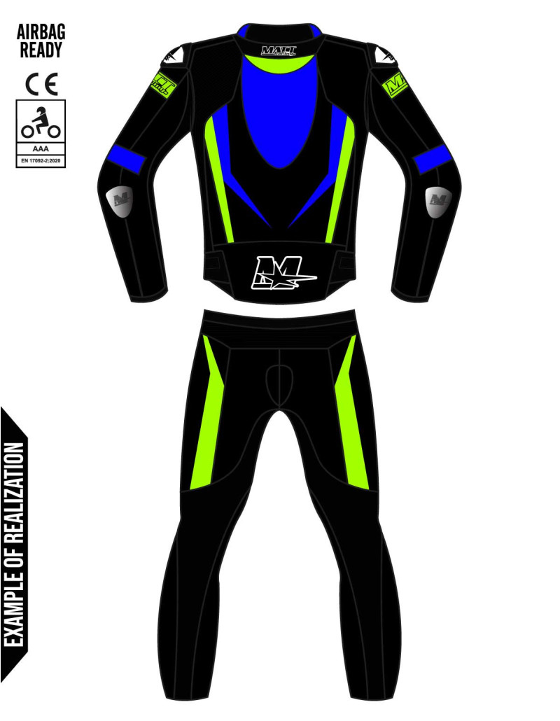 2-piece motorcycle suit made of cowhide or kangaroo leather, customizable, compatible with in&motion and Tech-Air airbags