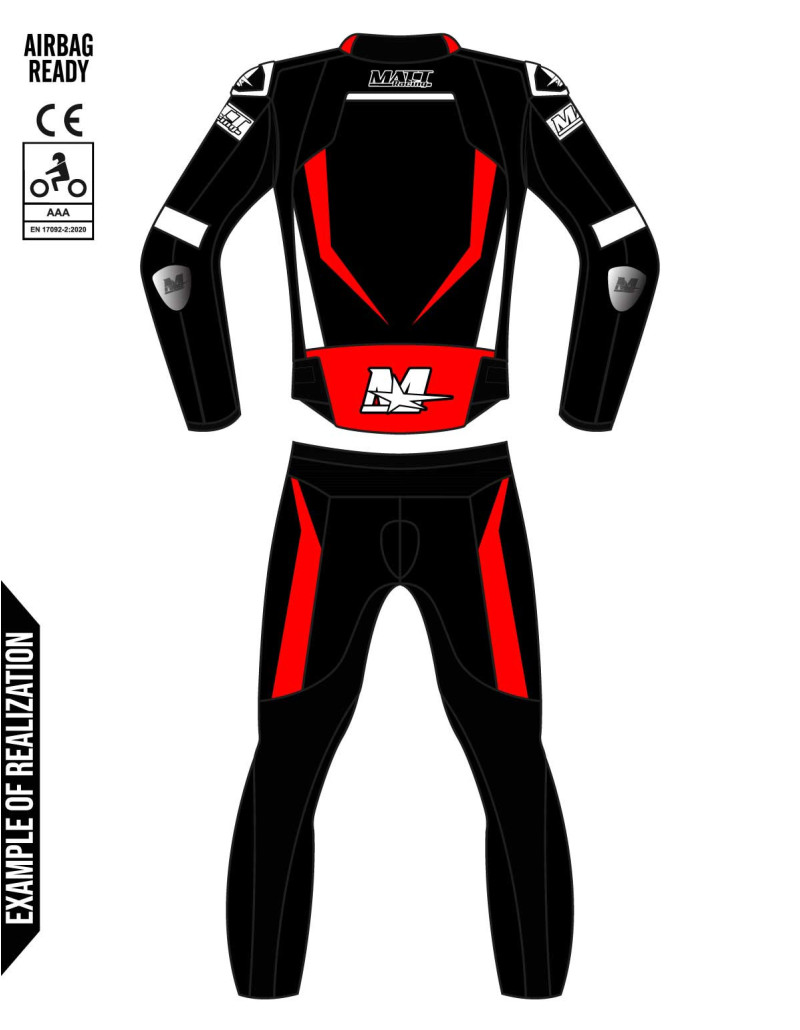 2-piece motorcycle suit made of cowhide or kangaroo leather, customizable, compatible with in&motion and Tech-Air airbags