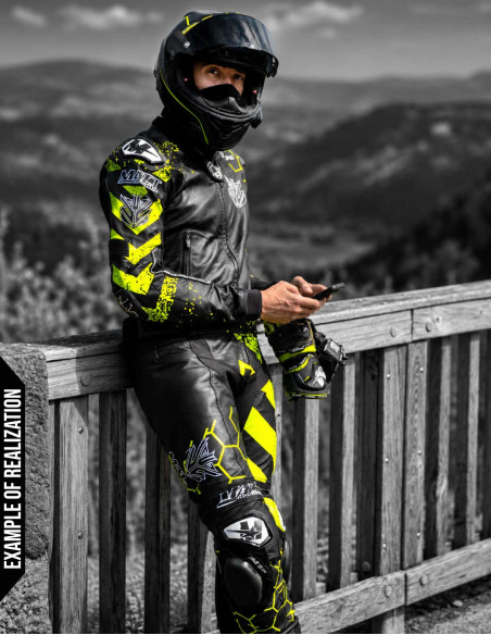 Motorcycle suit in cowhide or kangaroo leather, customizable, airbag compatible in&motion