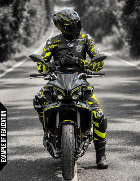 Motorcycle suit in cowhide or kangaroo leather, customizable, airbag compatible in&motion