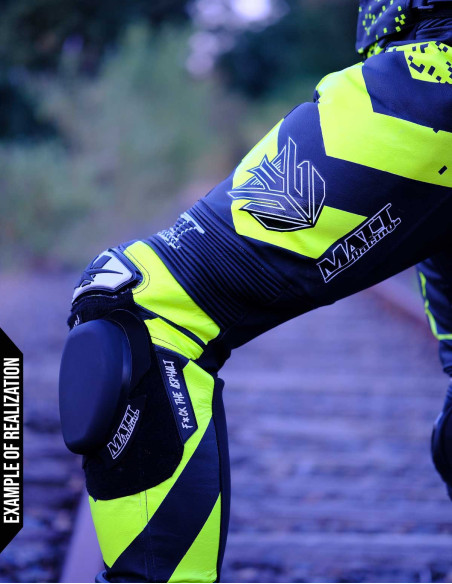 Motorcycle suit in cowhide or kangaroo leather, customizable, airbag compatible in&motion