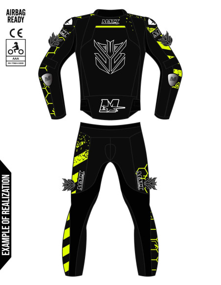 Motorcycle suit in cowhide or kangaroo leather, customizable, airbag compatible in&motion