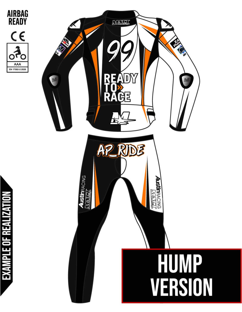 Motorcycle suit in cowhide or kangaroo leather, customizable, airbag compatible in&motion