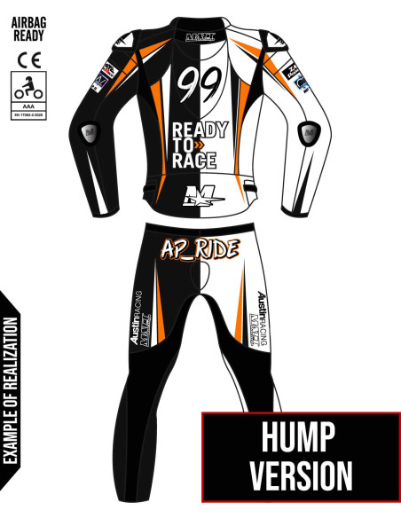 Motorcycle suit in cowhide or kangaroo leather, customizable, airbag compatible in&motion
